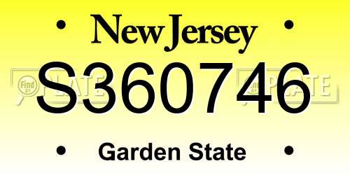 S360746 New Jersey License Plate