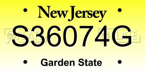 S36074G New Jersey License Plate