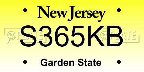 S365KB New Jersey License Plate