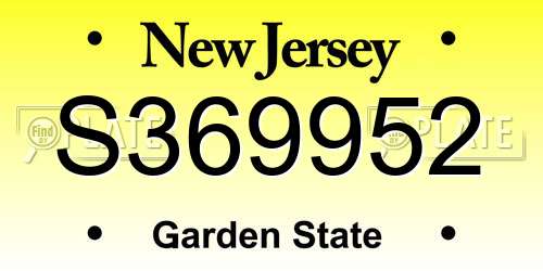 S369952 New Jersey License Plate