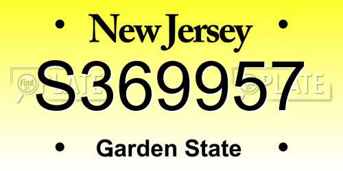 S369957 New Jersey License Plate