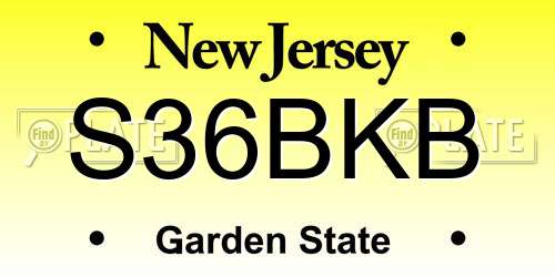 S36BKB New Jersey License Plate