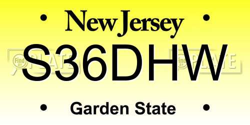 S36DHW New Jersey License Plate