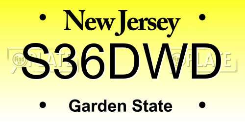 S36DWD New Jersey License Plate