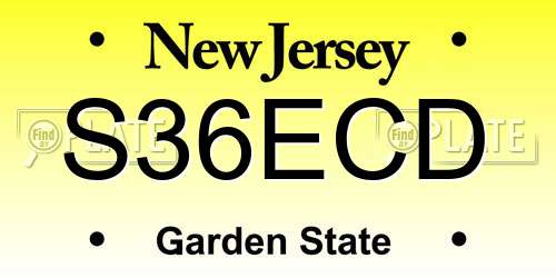 S36ECD New Jersey License Plate