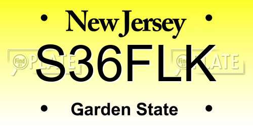 S36FLK New Jersey License Plate