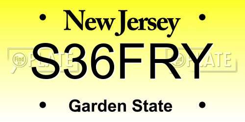 S36FRY New Jersey License Plate