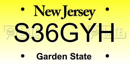 S36GYH New Jersey License Plate