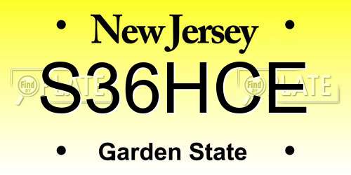 S36HCE New Jersey License Plate