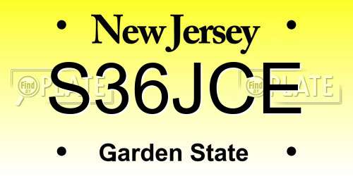 S36JCE New Jersey License Plate