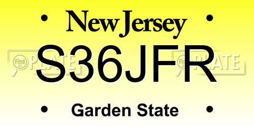 S36JFR New Jersey License Plate