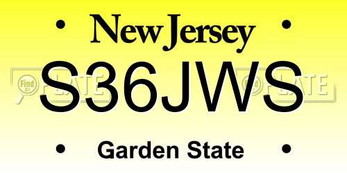 S36JWS New Jersey License Plate