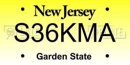 S36KMA New Jersey License Plate