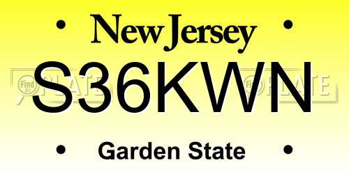 S36KWN New Jersey License Plate