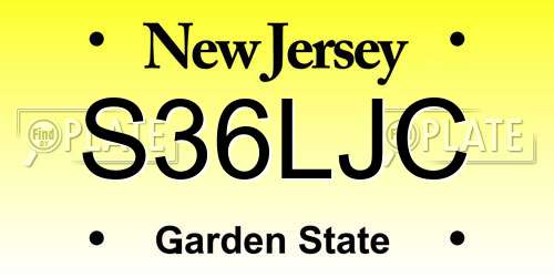 S36LJC New Jersey License Plate