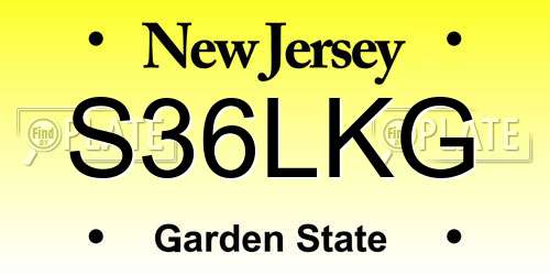 S36LKG New Jersey License Plate