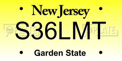 S36LMT New Jersey License Plate