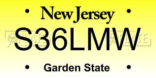 S36LMW New Jersey License Plate