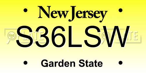 S36LSW New Jersey License Plate