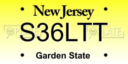 S36LTT New Jersey License Plate