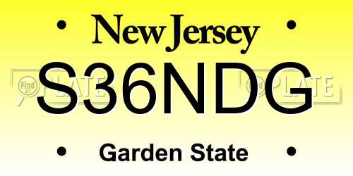 S36NDG New Jersey License Plate