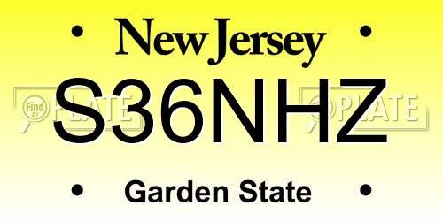 S36NHZ New Jersey License Plate