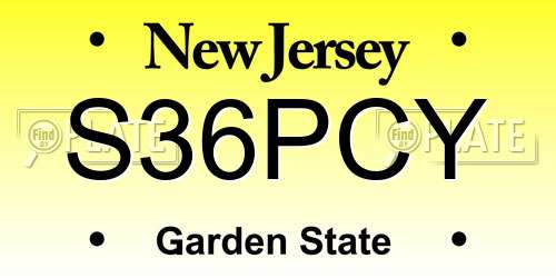 S36PCY New Jersey License Plate