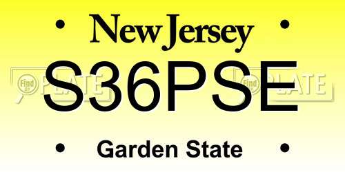 S36PSE New Jersey License Plate