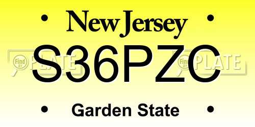 S36PZC New Jersey License Plate