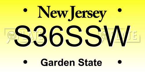 S36SSW New Jersey License Plate