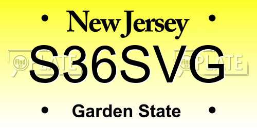 S36SVG New Jersey License Plate