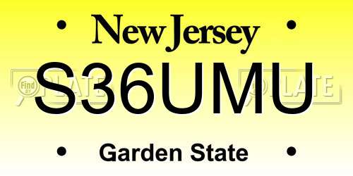 S36UMU New Jersey License Plate