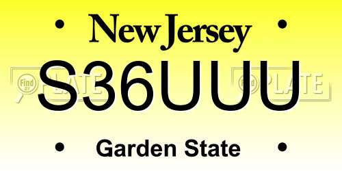 S36UUU New Jersey License Plate
