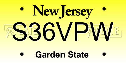 S36VPW New Jersey License Plate