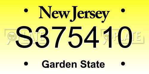 S375410 New Jersey License Plate