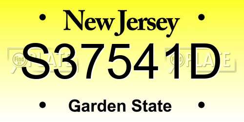 S37541D New Jersey License Plate