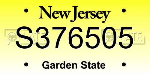 S376505 New Jersey License Plate
