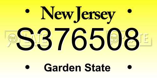 S376508 New Jersey License Plate