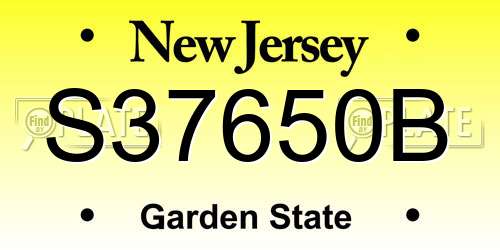 S37650B New Jersey License Plate