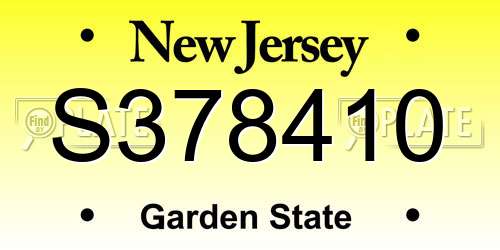S378410 New Jersey License Plate