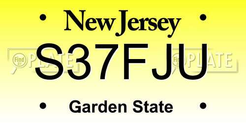 S37FJU New Jersey License Plate