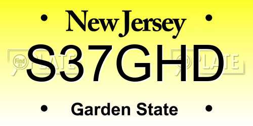 S37GHD New Jersey License Plate