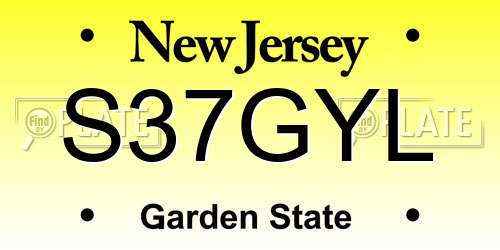 S37GYL New Jersey License Plate