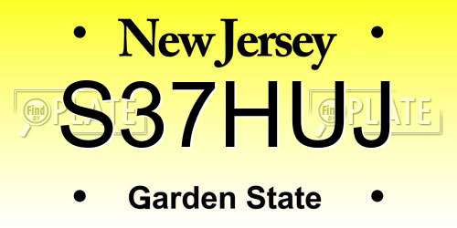 S37HUJ New Jersey License Plate