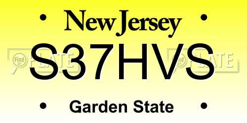 S37HVS New Jersey License Plate