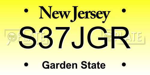 S37JGR New Jersey License Plate
