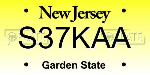 S37KAA New Jersey License Plate