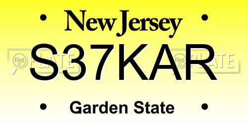 S37KAR New Jersey License Plate