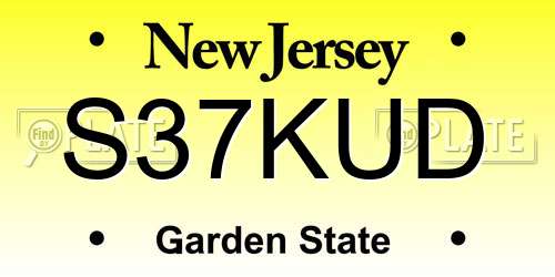 S37KUD New Jersey License Plate
