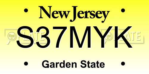 S37MYK New Jersey License Plate